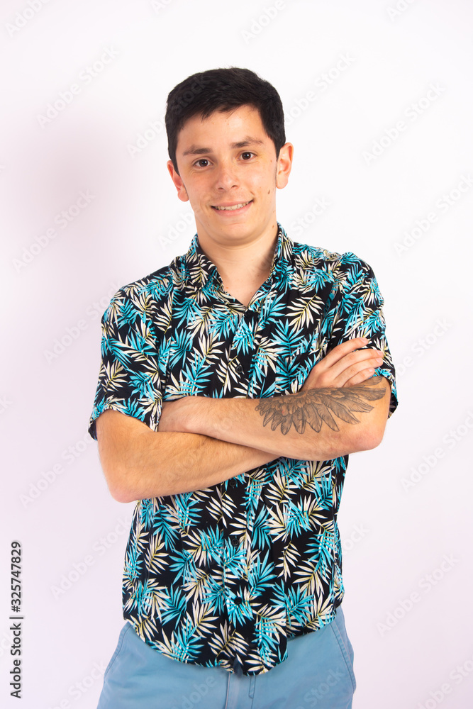 portrait of young man in shirt and jeans portrait of young man in shirt and jeans