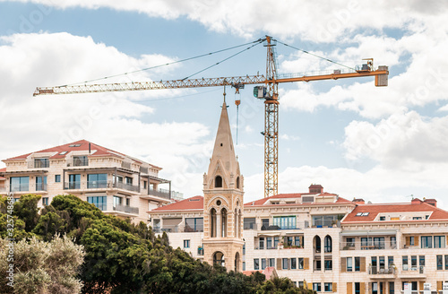 The St. George Church bell tower in old Yafo in Israel photo