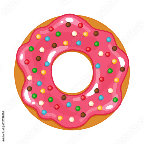 vector illustration of colored realistic donut on white background