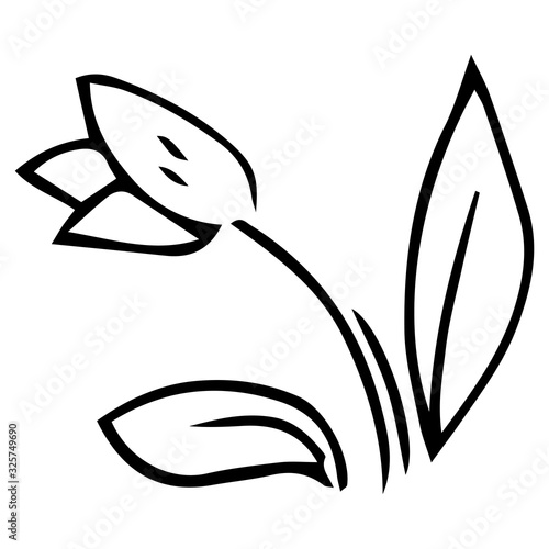 Tulip icon. Vector illustration of a spring tulip.Hand drawn  planted spring tulip.