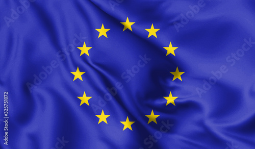 European Union waving flag, 3d illustration.