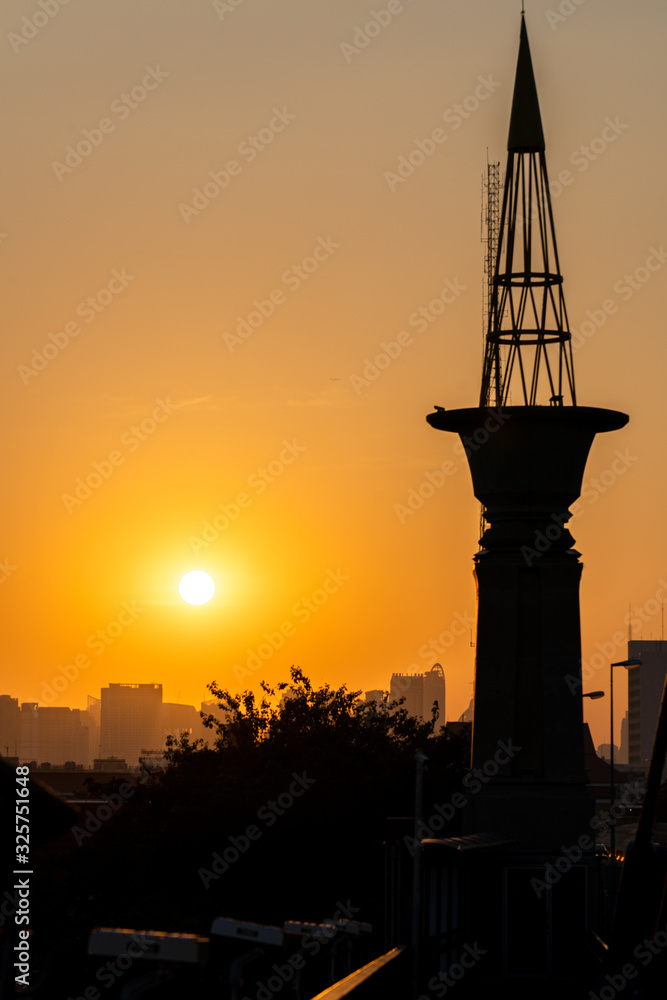 Rama VIII Bridge in the morning at sun rises time.