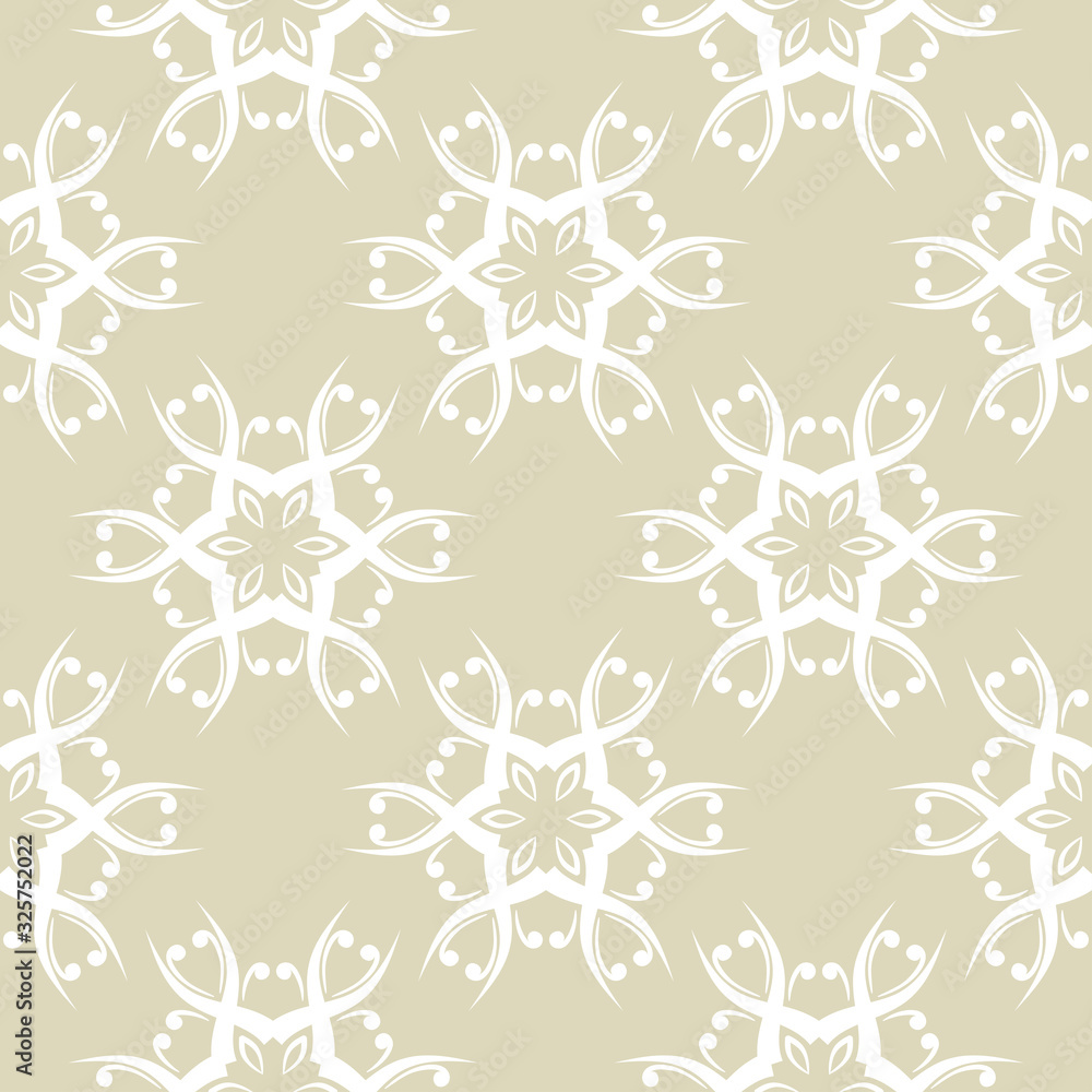 Floral seamless background. White pattern on olive green seamless backdrop Floral seamless background. White pattern on olive green seamless backdrop
