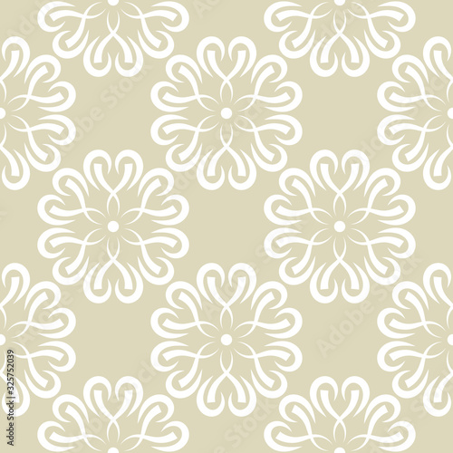 Floral seamless pattern. White design on olive green background