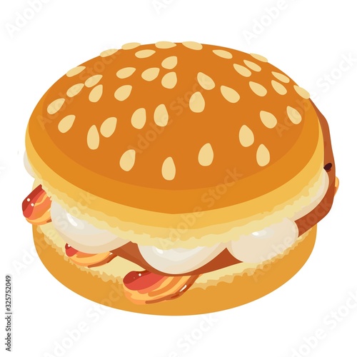 Homemade hamburger icon. Isometric illustration of homemade hamburger vector icon for web