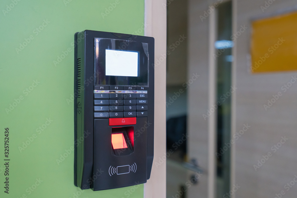 fingerprint scanner on wall to record working time or enter security system fingerprint scanner on wall to record working time or enter security system