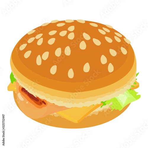 Classic cheeseburger icon. Isometric illustration of classic cheeseburger vector icon for web