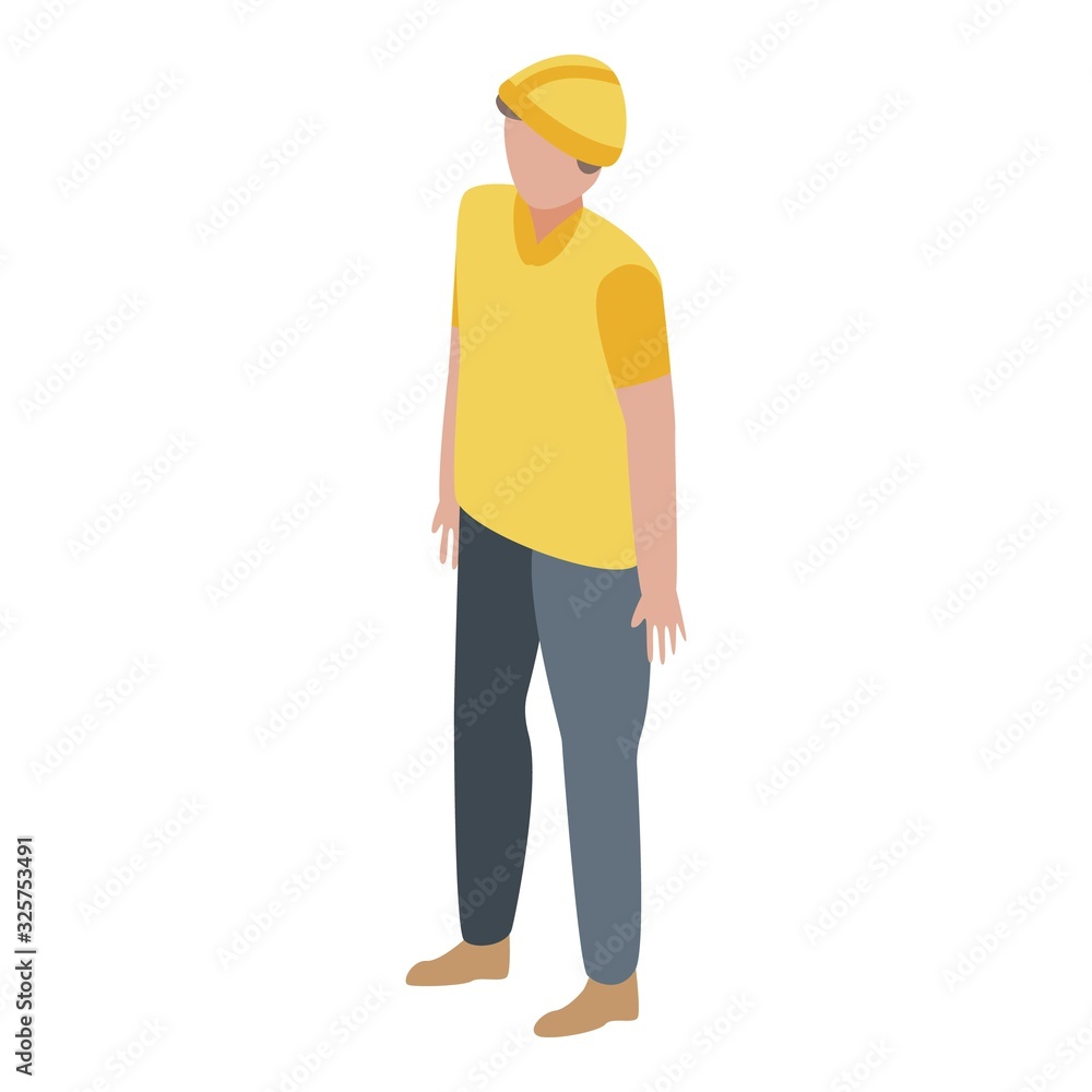 Port cargo worker icon. Isometric of port cargo worker vector icon for web design isolated on white background Port cargo worker icon. Isometric of port cargo worker vector icon for web design isolated on white background