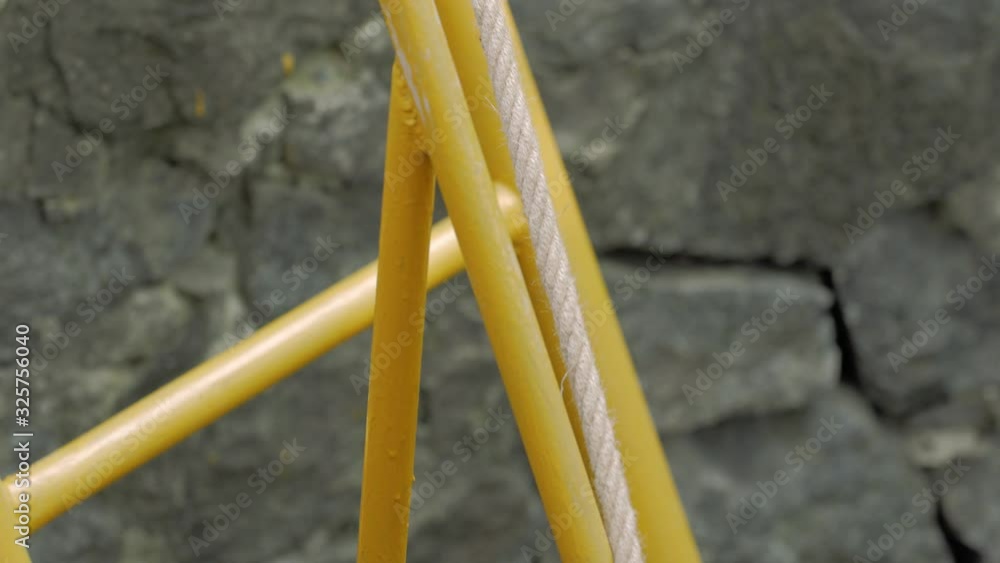 Lifeguard safety rope fireman emergency service rescuer in overalls arrived in an accident in the pit Lifeguard safety rope fireman emergency service rescuer in overalls arrived in an accident in the pit