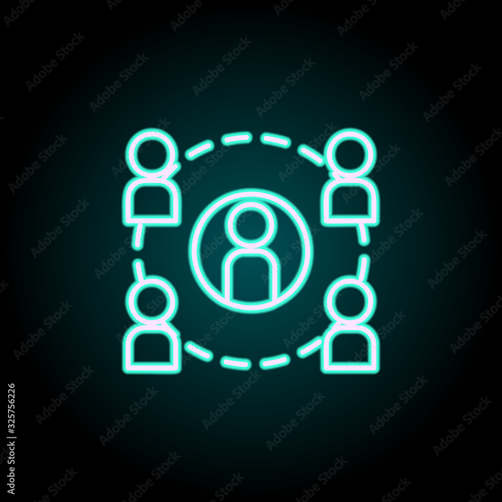 Communication of personnel neon icon. Simple thin line, outline vector of startup icons for ui and ux, website or mobile application Communication of personnel neon icon. Simple thin line, outline vector of startup icons for ui and ux, website or mobile application