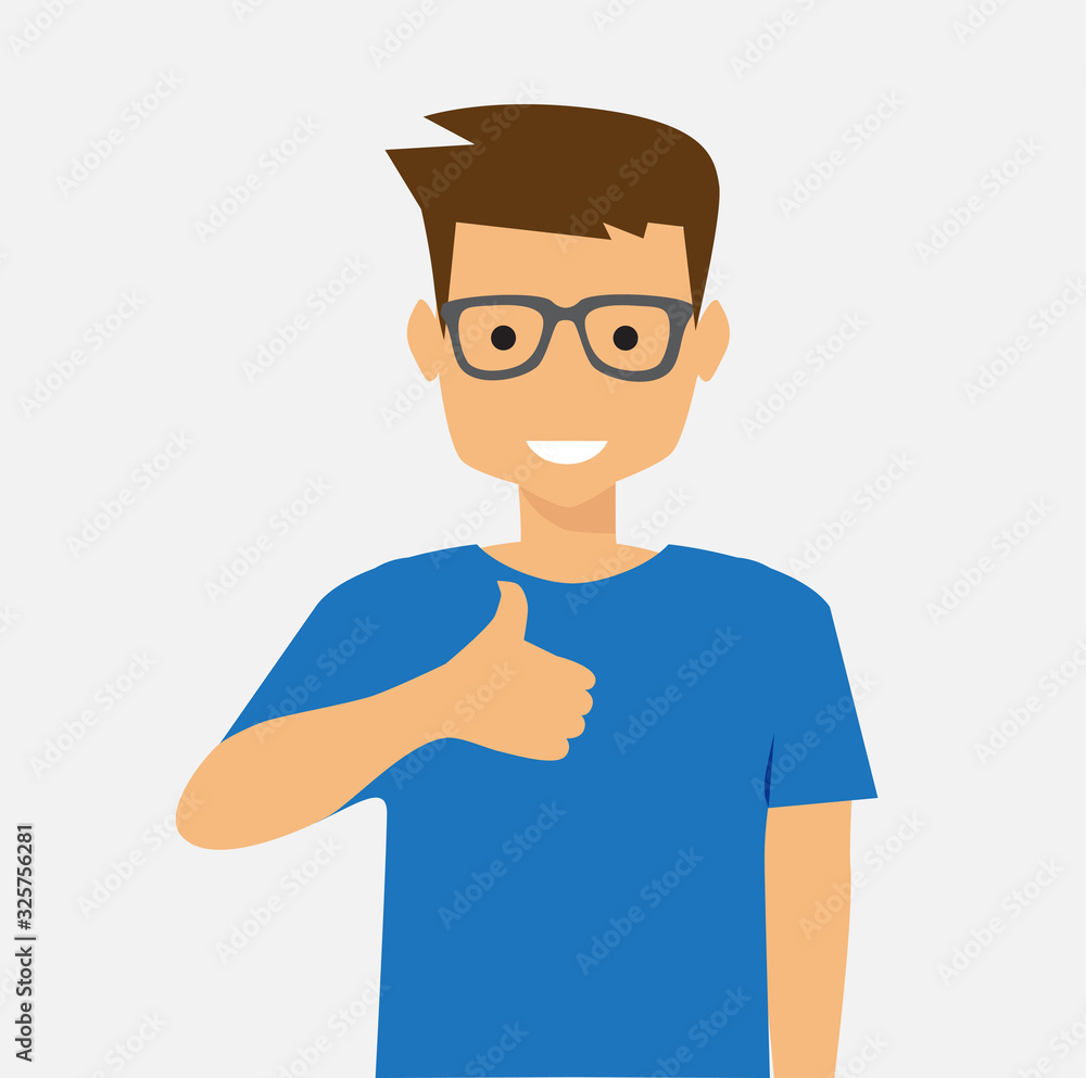 man shows thumb up gesture, vector illustration man shows thumb up gesture, vector illustration