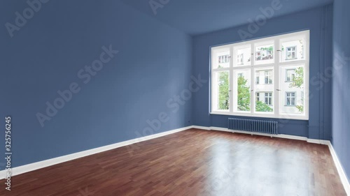  flat renovation concept, empty room with colorful walls 