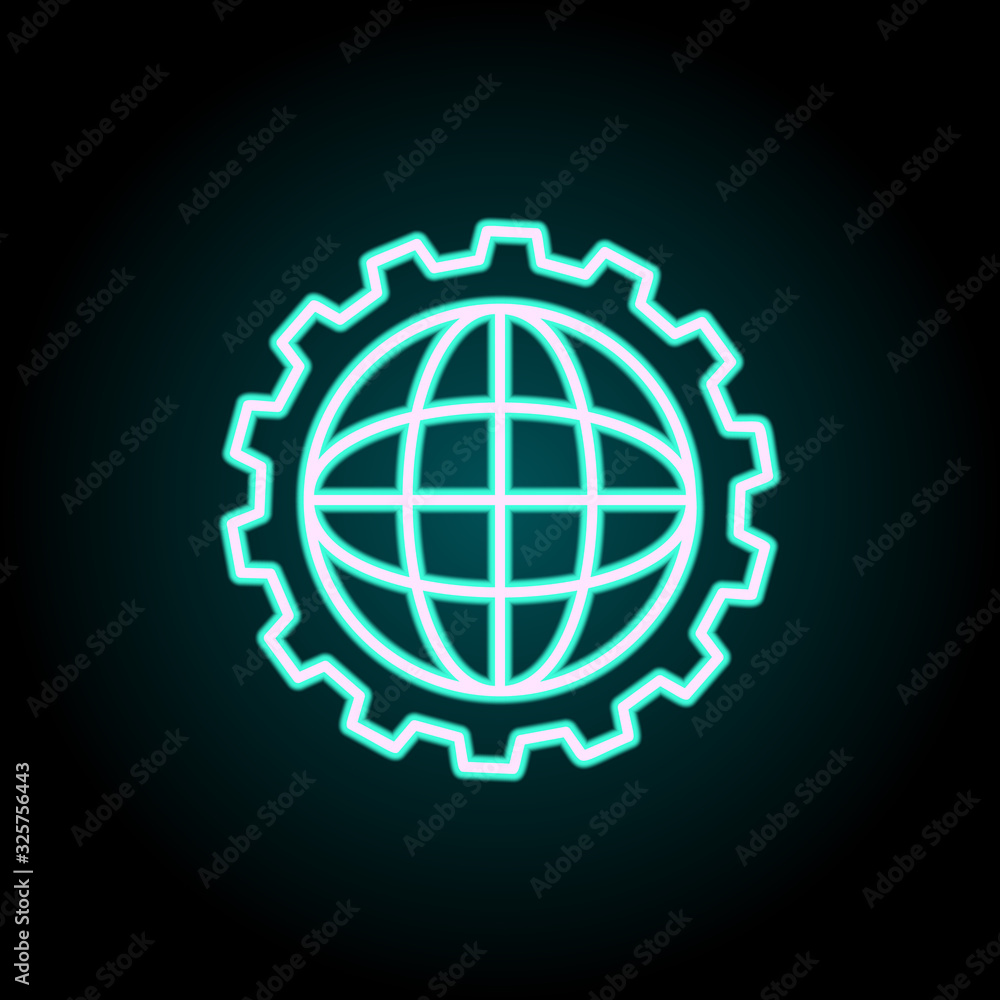 World mechanism neon icon. Simple thin line, outline vector of startup icons for ui and ux, website or mobile application