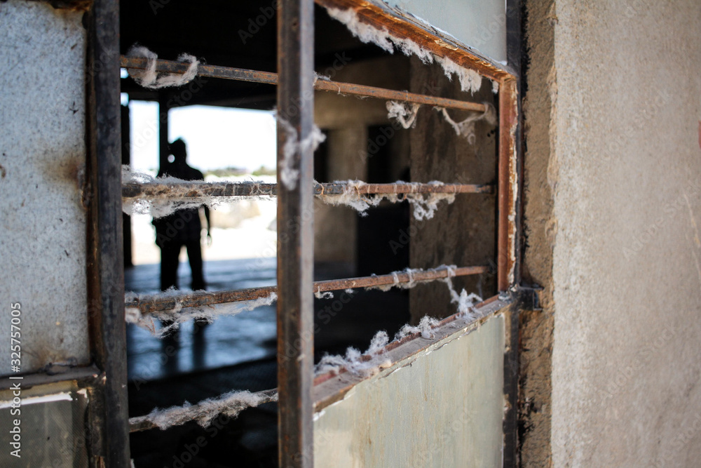 Derelict cotton factory door