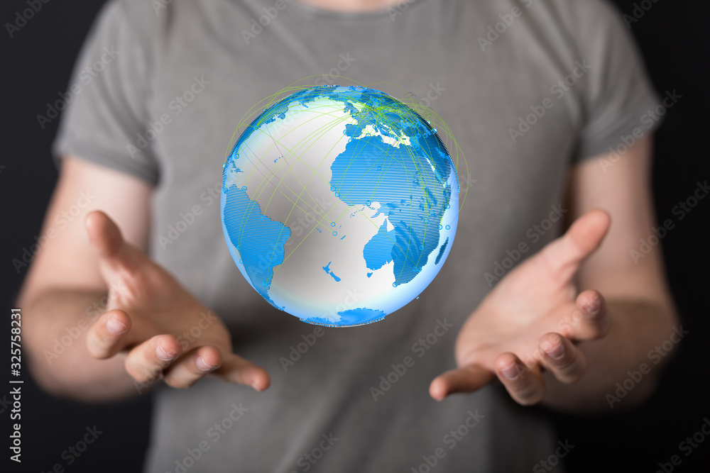 Holding Business World connection digital. Holding Business World connection digital.