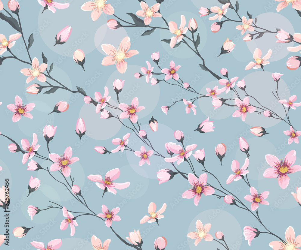  Seamless pattern with sakura branches