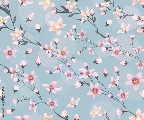  Seamless pattern with sakura branches