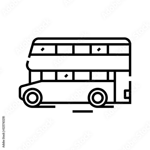Double decker bus line icon, concept sign, outline vector illustration, linear symbol.
