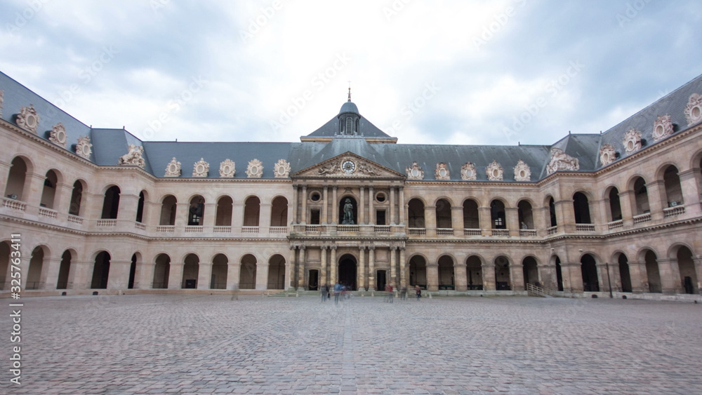 Great Court of Les Invalides complex timelapse , Paris, France.