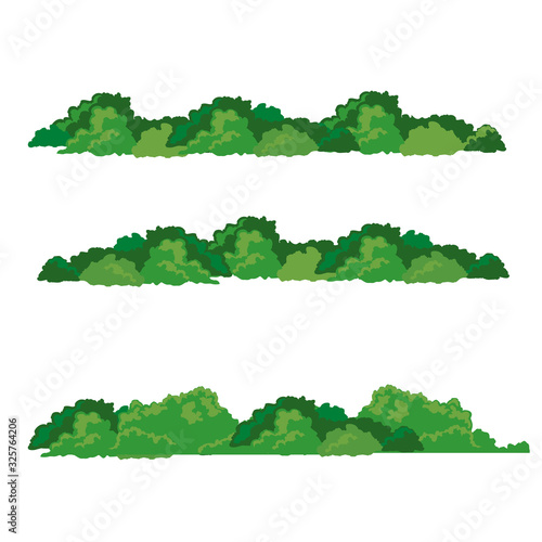 Set of bushes landscape isolated icon, vector illustration,flat design.