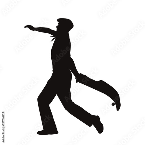 Silhouette of Jai alai Basque Pelota Cesta Punta Player