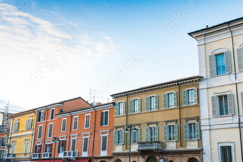 colorful buildings on square Piazza del Popolo.  Ravenna, Italy photo