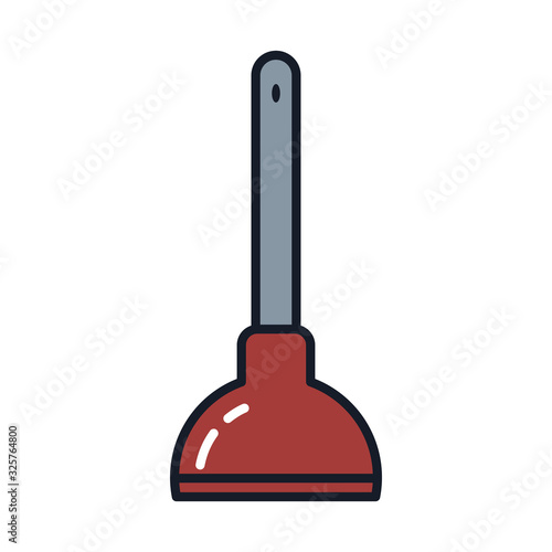 toilet plunger line and fill style icon vector design