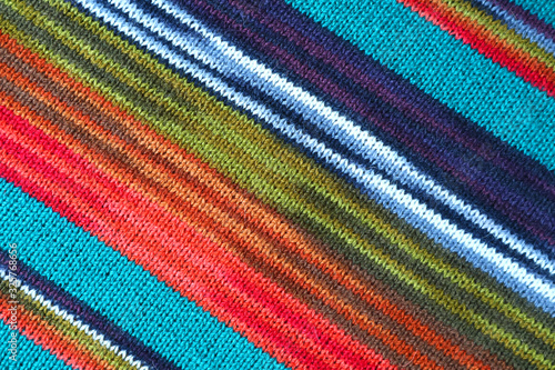 Texture of Colorful Striped Alpaca Knitted Wool Fabric in Diagonal Patterns