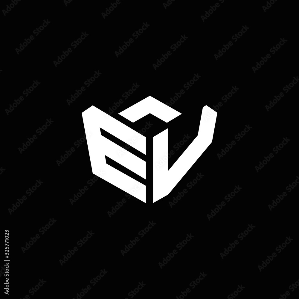 EV logo monogram with emblem style ribbon design template Stock Vector ...