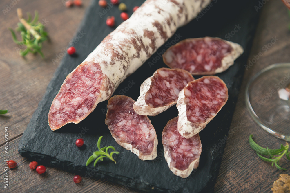Fuet sausage with spices and herbs Fuet sausage with spices and herbs