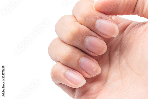 Close up long fingernails and dirty, isolated on white background with clipping path, health care protection and cleanliness concept.