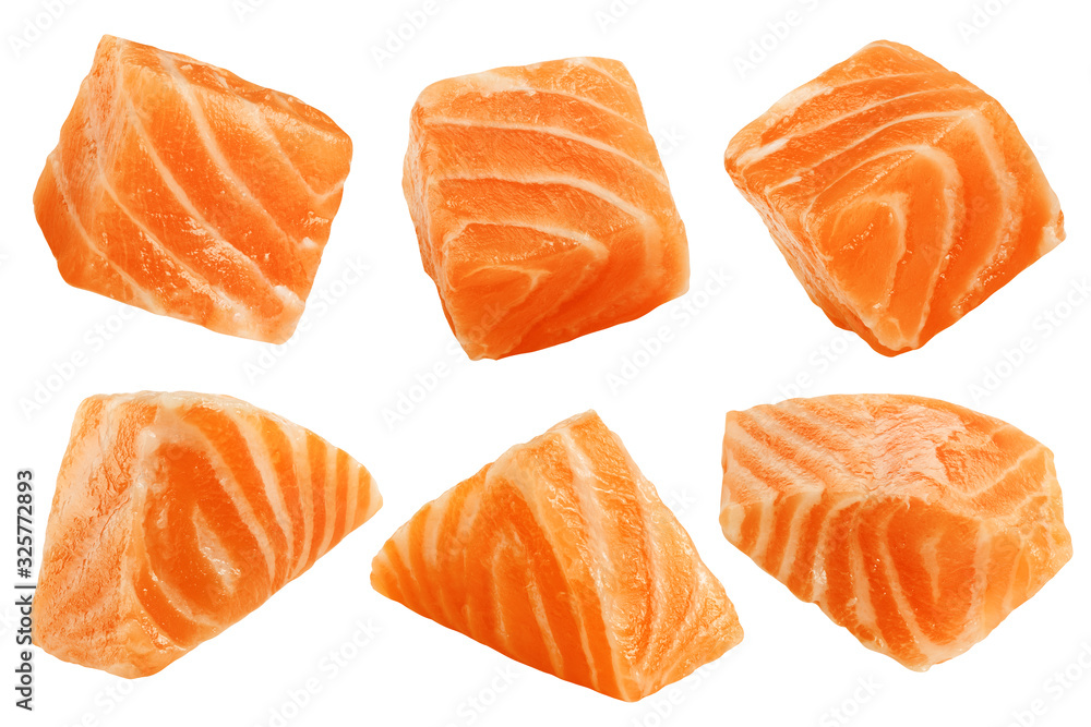 raw salmon, fish isolated on white background, clipping path, full depth of field raw salmon, fish isolated on white background, clipping path, full depth of field