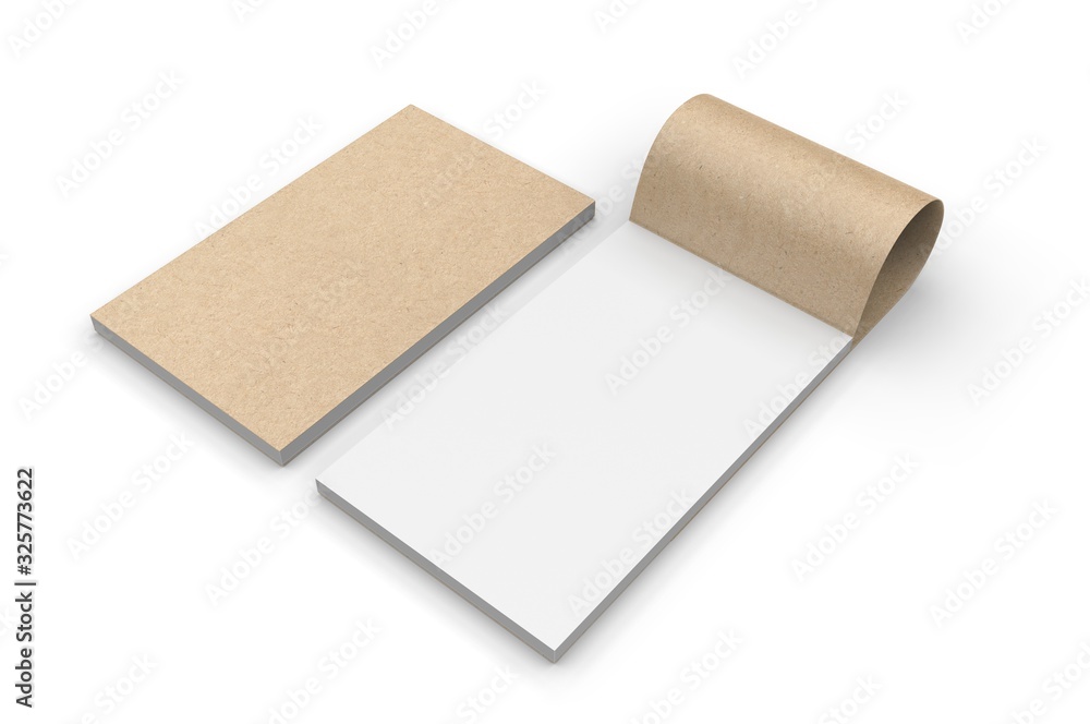 Blank note pad template, 3d render illustration. Blank note pad template, 3d render illustration.