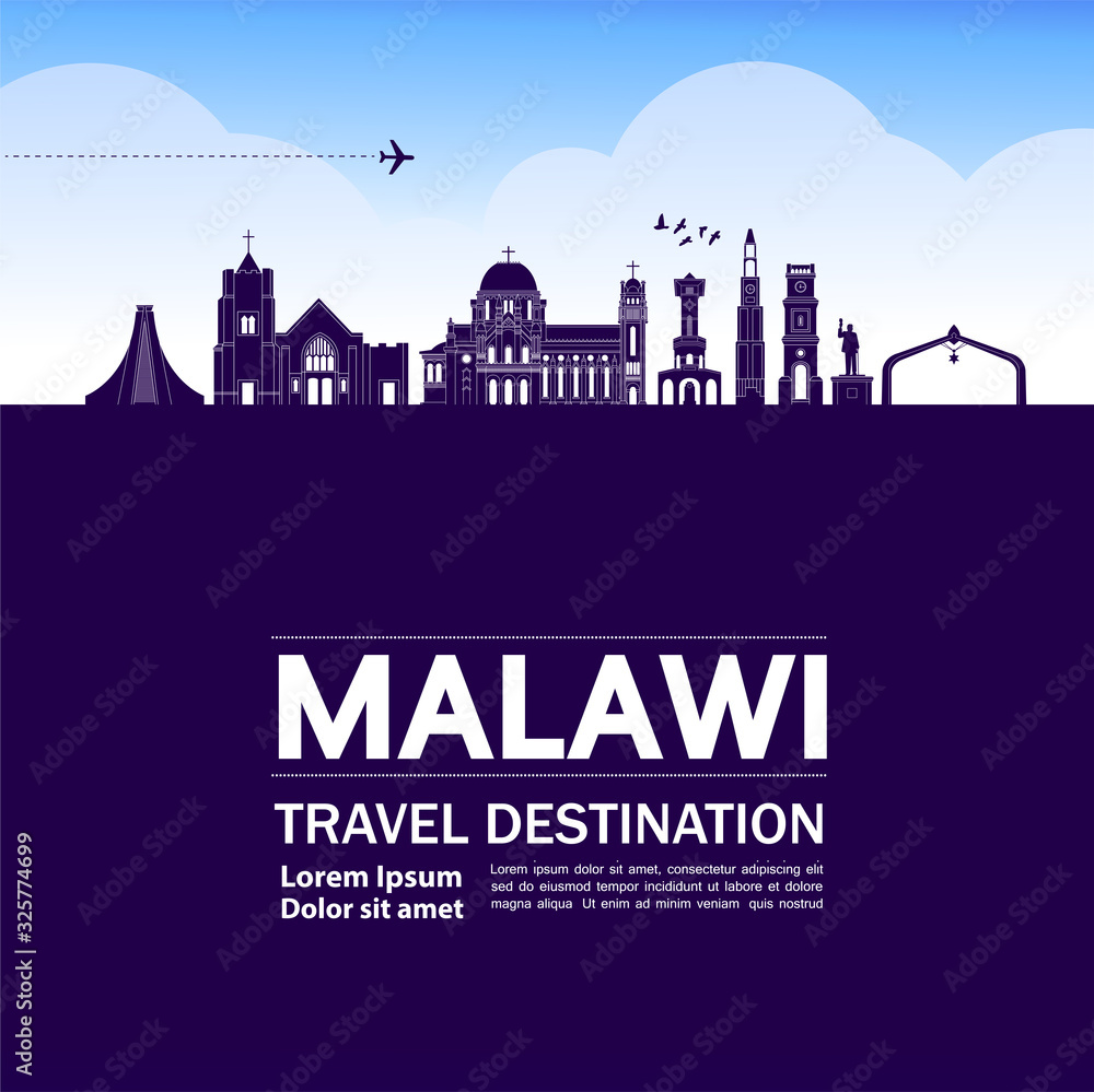 Malawi travel destination grand vector illustration. 