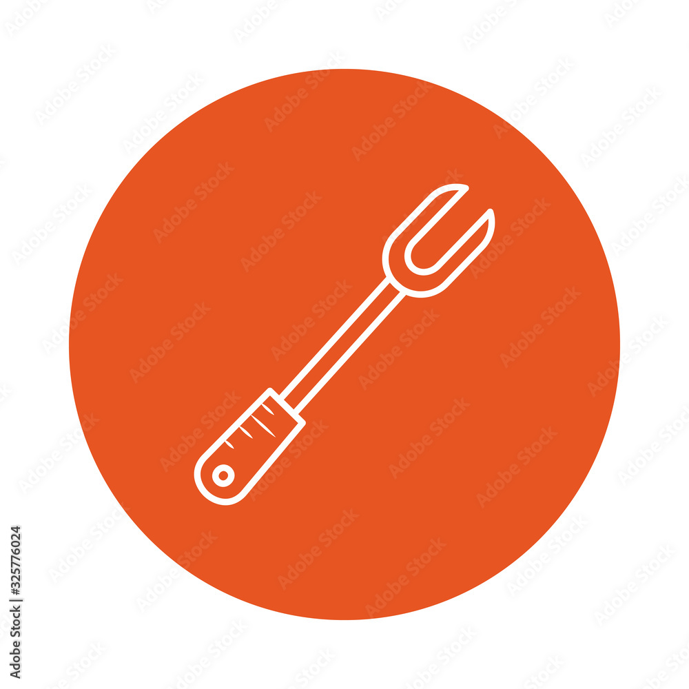Isolated meat fork block style icon vector design Isolated meat fork block style icon vector design