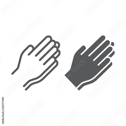 Pray line and glyph icon, religion and prayer, hands praying sign, vector graphics, a linear pattern on a white background, eps 10.