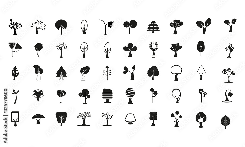 Set of silhouettes of trees Set of silhouettes of trees