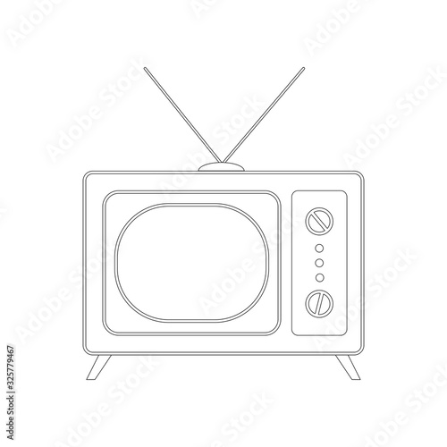 vintage tv ,vector illustration,  lining draw,