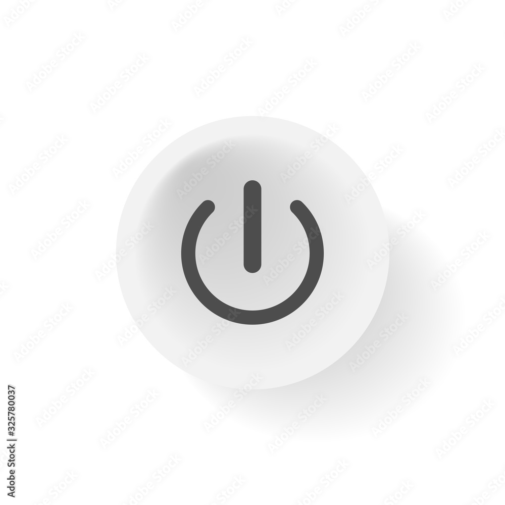 Abstract button with power button push icon. 3d illustration isolated Abstract button with power button push icon. 3d illustration isolated