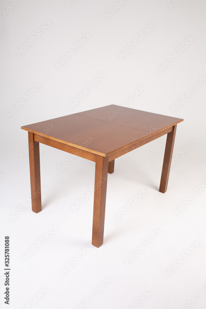 Single brown table with empty surface on an isolated white background Single brown table with empty surface on an isolated white background
