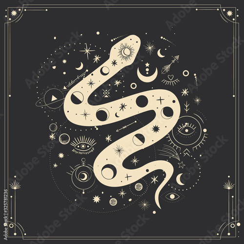 magic objects. objects of magical rites and rituals. Spiritualism and Occultism. space energy, solar system, vector graphics