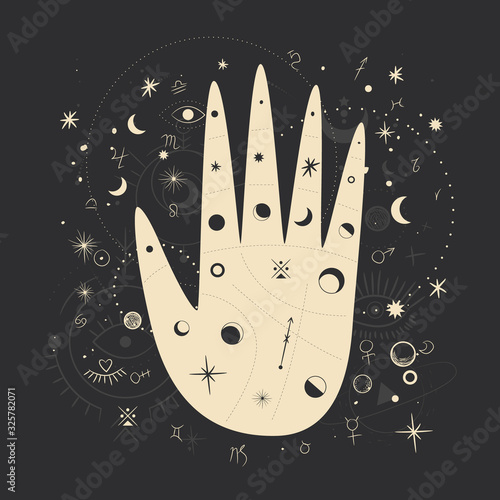 magic objects. objects of magical rites and rituals. Spiritualism and Occultism. space energy, solar system, vector graphics