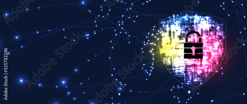 Cybersecurity and information or network protection. Future technology web services for business and internet project