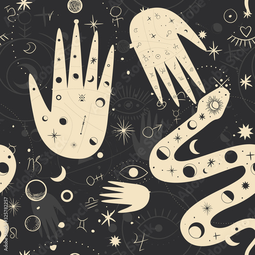 magic objects. objects of magical rites and rituals. Spiritualism and Occultism. space energy, solar system, vector graphics