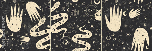 magic objects. objects of magical rites and rituals. Spiritualism and Occultism. space energy, solar system, vector graphics