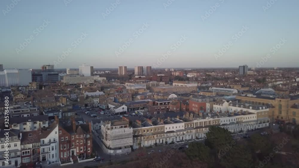 Aerial of Southend Town Sunset Aerial of Southend Town Sunset