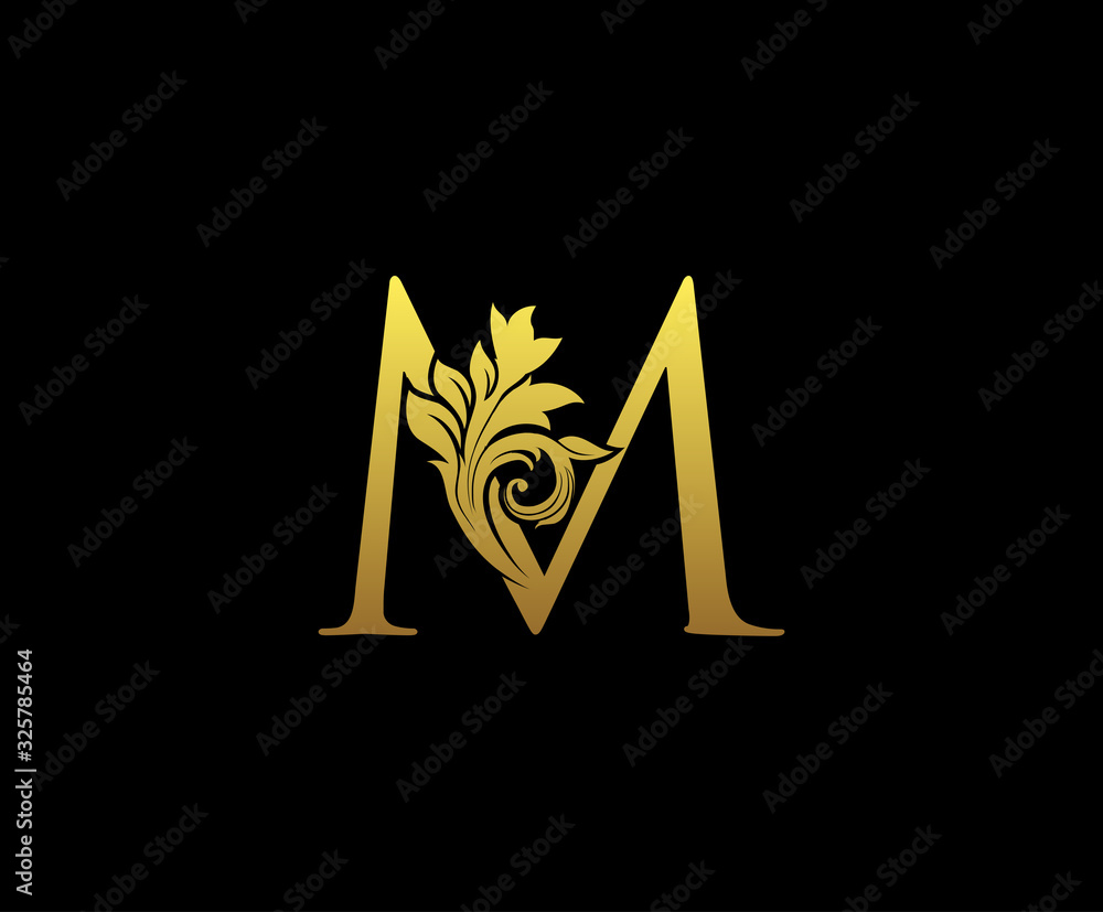 Golden Letter M Logo Icon . Initial Letter M Design Vector Luxury Gold ...