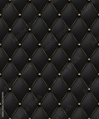 Black matte leather texture seamless pattern. Vip background upholstery rich sofa and luxury sofa. Vector abstract antique illustration. Close-up.