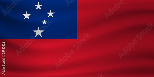 Waving flag of Samoa. Vector illustration Free Download Waving flag of Samoa. Vector illustration - GFXLoad