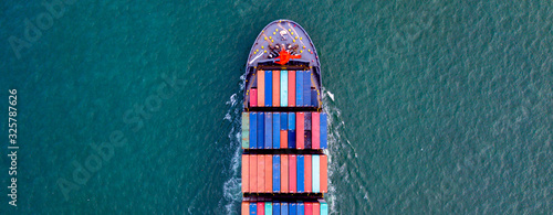 Canvastavla Top View  Cargo containers ship logistics transportation Container Ship Vessel Cargo Carrier